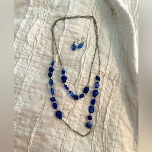 Cute Blue Necklace and Earring Set
